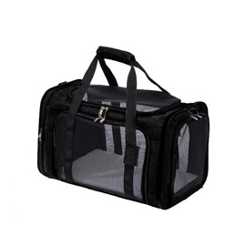 pet Bag Collapsible Portable for Dog cat go Out Traveling Carrier Oblique Slung Ventilate mesh shelter Pet Carrier Bag Cat Travel Bag Breathable pet Bag (Black, S:46X28.5X27CM/18.1"X10.6"X12.6")