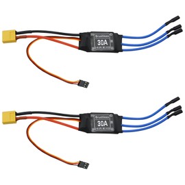 30A Electric Brushless Motor Controller, 2 Pcs ESC Speed Controller with XT60 and 3.5mm Bullet Plugs for RC Drone RC Airplane Helicopter
