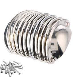 12pcs Shell Cup Handles Chrome Iron Half Moon Vintage Cupboard Door Drawer Cabinet Cupped Handles Pull Knobs 8.1cmx3.2cm with Screws (Silver)