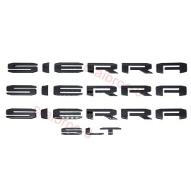 GMC 4PCS Gloss Black 2019 - 2025 GMC SIERRA 1500 SLT Letters Emblem Nameplate Badge