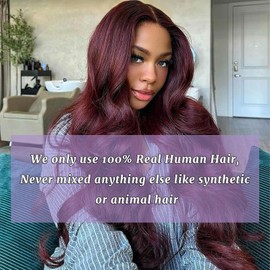 DSEKCAIN 99J Human Hair Bundles Body Wave Burgundy Dark Red Wine Color Body Wave Bundles 100% Real Human Hair And True To Length 12 14 16 Inch 3 Pcs/Pack