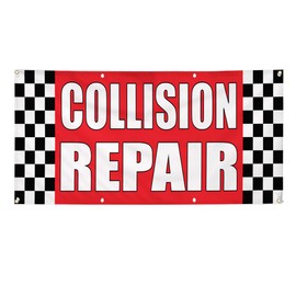 Vinyl Banner Multiple Sizes Collision Repair Auto Body Shop Car A Automotive Outdoor Weatherproof Industrial Yard Signs Red 4 Grommets 16x40Inches