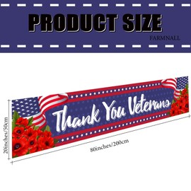 FARMNALL Memorial Day Banner for Fence 4th of July Patriotic Fourth of July Veterans Day Decoration Yard Garage Thank You Veterans Party Decorations Holiday Deocr and Supplies