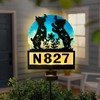 Solar House Numbers Garden Stake,YY Gardenia Address Signs for Houses,Metal