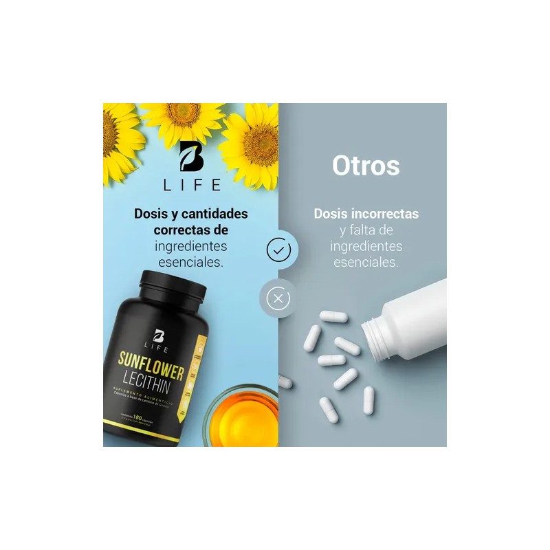 Lecitina D Girasol De 180 Cápsulas Sunflower Lecithin B Life