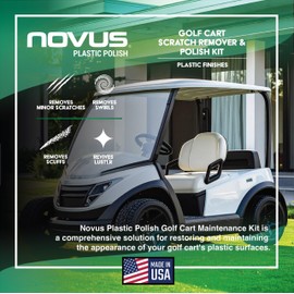 Novus Plastic Polish | Golf Cart Maintenance Kit | Includes NOVUS Plastic Polish #3#2#1-2 Ounces Each, 2 Buffing Pads, Backing Drill Attachment, 3" Wool Pad, 3 Disposable Wipes