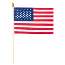 Xibaeu Small American Flags on Stick 5x8 Inch/Small US Flags/Handheld American Wooden Stick Flag- July 4th Decoration, Veteran Party, Grave Marker, etc. (25 Pack)