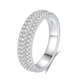 VAXOJEL Moissanite Wedding Band for Women, D Color VVS1 Lab Created Diamond Moissanite Rings for Women,S925 Sterling Silver 18K White Gold Plated Anniversary Valentine Ring for Her (9)