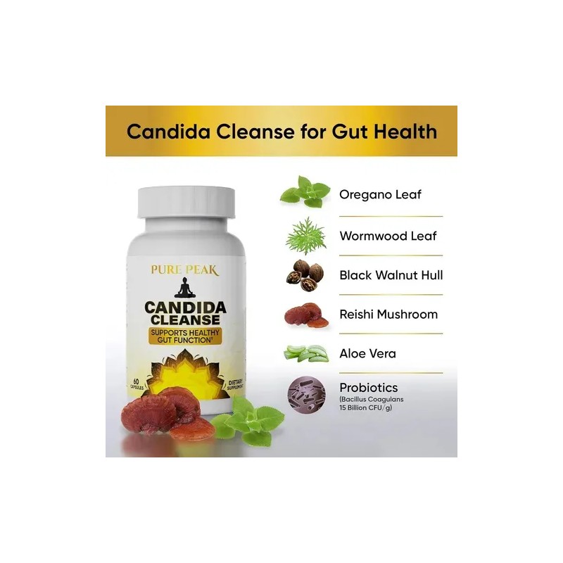 2pcs Pure Peak Candida Cleanse Ayuda Al Intestino Y Al