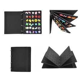 Organizador de almacenamiento libros de colección para hebillas de zapatos, abalorios, accesorios de alfiler, visualización (negro)