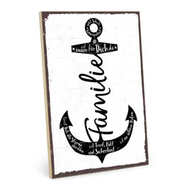 TypeStoff HS-01128 Wooden Sign with Saying - Family Anchor - Vintage Look with Quote as a Gift and Decoration on Home and Security Theme