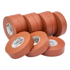 TradeGear Electrical Tape (10PK) Brown Matte – Waterproof, Flame Retardant, Strong Rubber Based Adhesive, UL Listed – Rated for Max. 600V and 80oC Use – Measures 60’ x 3/4" x 0.07"