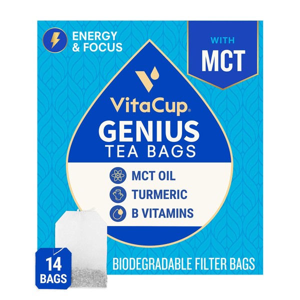 VitaCup Genius Blend té infusionado |Keto|Paleo|Whole 30| Chai té negro con MCT, canela, cúrcuma y vitaminas ayuda a aumentar el enfoque, el metabolismo y la energía