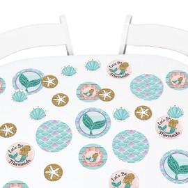 Big Dot of Happiness Let's Be Mermaids - Baby Shower or Birthday Party Giant Circle Confetti - Party Decorations - Large Confetti 27 Count