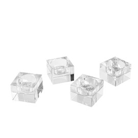 DONOUCLS Home Crystal Tealight Candle Holders Pack of 4, 1.5 Inches Height, Heavy Solid Square Hand Cut Tealight Holders Sets, Centerpiece for Home Decor(Clear)