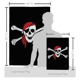 Breeze Decor Red Bandana Kit Coastal Pirate Ship Skull Treasure Map Carribean Jolly Blackbeard Jack Decoration Banner Small Yard Gift Double-Sided, House & Garden Flags Set w/Flagpole, Made in USA
