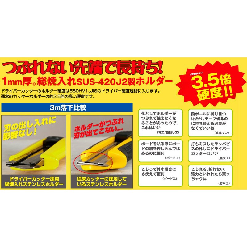 Tajima Driver Cutter L501 with Screw Lock, Aurora Yellow, Compatible