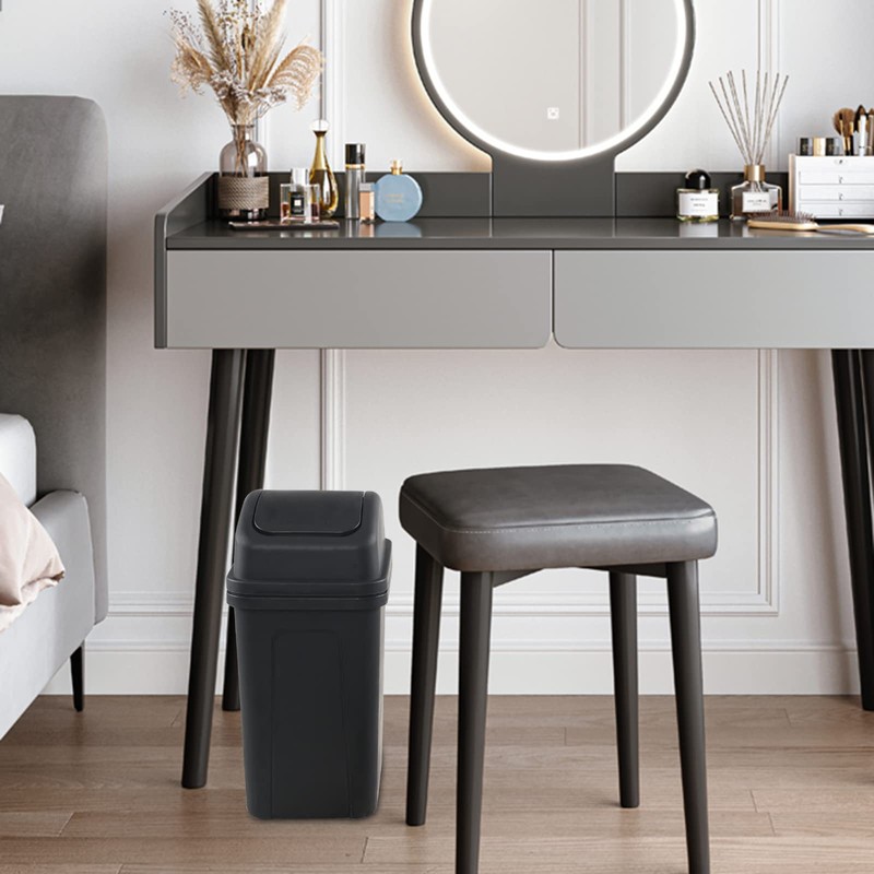 Cinkyou 7 L Garbage Can with Swing Lid, Plastic Swing-Top