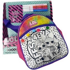 Online Street L.O.L.Surprise! L.O.L Colour Your Own Doodle Backpack Rucksack for Girls Kids Gift Contains Backpack, 4 Markers, and a L.O.L Surprise Gift for Age 3+ Children's