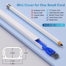 ZhiYo One Cord Cover Wall - 85in Mini Wire Hider, Wire Cover for Hiding Speaker Wire, Baby Monitor Cord - Paintable Wire Channel for Cable Concealer, 6X L14.2in, W0.46in H0.3in, CMR05 White