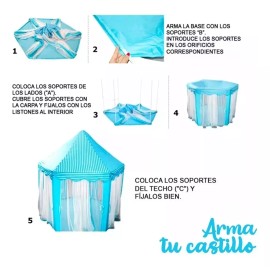 RIVERSOFY  Castillo Azul Princesa Fácil De Armar Casa De Campaña Niños