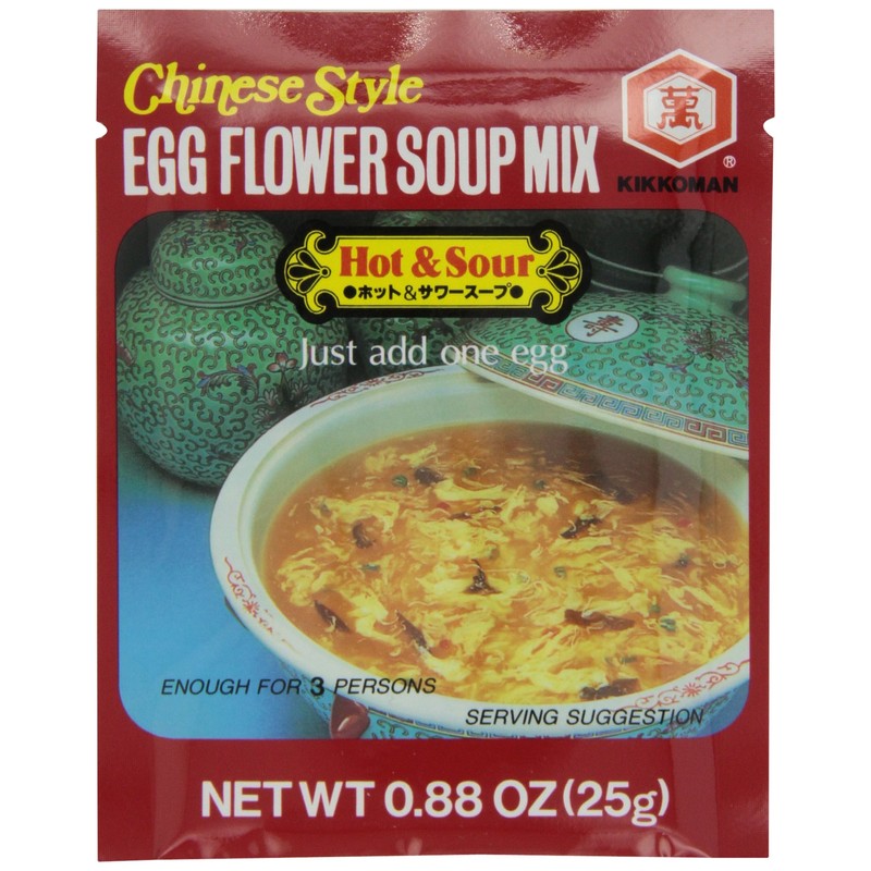 Kikkoman Egg Flower, Hot and Sour Soup, 0.88-OuncePouch (Pack of