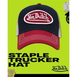 Von Dutch Classic Trucker Hat - Retro Snapback Cap for Men and Women - Adjustable Fit Panel, Breathable Mesh Rear, Curve Bill, Size One Size, Team Red