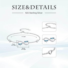 POTOPYY Dragonfly Bracelet for Women Sterling Silver Infinity Bracelet Adjustable Bule Opal Animal Dragonfly Jewelry Christmas Gifts for Women Mom Wife Daughter Sister Friend