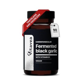 Black Garlic Capsules - 9000mg (30:1 Extract) with Vitamin B1 – Heart & Cardiovascular Support – High Strength Antioxidant – Odourless – 90 Vegan Capsules – 3 Month Supply