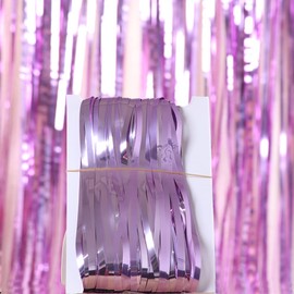 Augsion Tassel Curtain, Sparkling, Background, Gorgeous Metal Feel, Bright Glossy, Birthday Decoration, 39.4 x 78.7 inches (100 x 200 cm), Party Decoration, Prop, Birthday, Wedding, Party Decoration, Event (Light Pink)