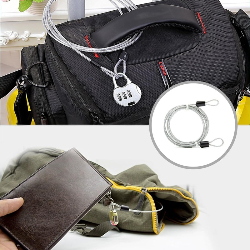 PUSNMI Security Cable Lock, 6.6ft x 2.5mm Steel, Stainless Steel