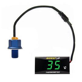 Oil Thermometer for Motorcycles, Ultra Thin Digital, Waterproof, Oil Temp Meter, Motorcycle Thermometer, High Temperature Warning Function, Oil Temperature Sensor Included (M14X1.5, Green)