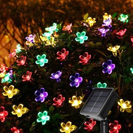 INGEQUIS Guirnalda de Luces Solares de 30LED Flores Sakura de 6.5M para Exteriores, Cadena de Luz Led Solar Impermeable con 8 Modos para Jardín, Patio,Decoración Navidad y Año Nuevo (Colorido)