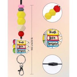 Teacher Lanyards Silicone Beaded Lanyard - 2PCS Teacher Lanyards for ID Badges and Keys Cute Silicone Beads Keychain Breakaway Lanyard for Teachers Appreciation Back to School Thanksgiving Gifts