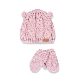 Chicco Unisex Cotton Jersey Winter Hat and Gloves Set in Italy, rose