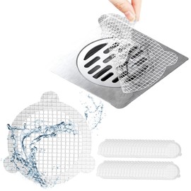 (50 Packs) Disposable Shower Drain Hair Catcher 3.54 Inches Round Drain Hair Catcher Stickers for Bath & Kitchen - Hair Catcher Shower Drain Cover for Human & Pet Hair - Mesh for Bathtub & Laundry