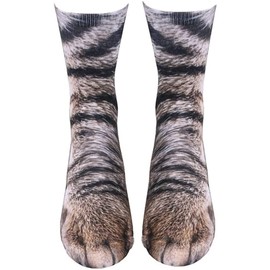 Wansruee Unisex 3D Animal Feet Print Socks Cat Dog Horse Animals Zoo Novelty Funny Socks For Men Women (Cat)