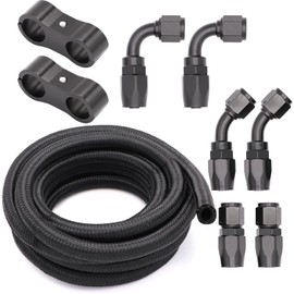 Taukealugs 6AN Fuel Line Fittings Kit with Nylon Braided 3/8-inch 10 ft CPE Fuel Oil Hose - Not for PTFE E85