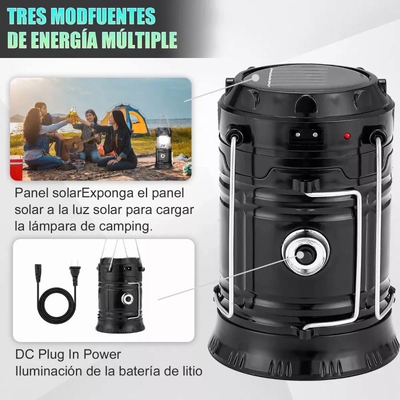 Moreka Lámpara Recargable Solar Linterna Camping Led --para Acampar