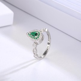 Teardrop Cremation Ring for Ashes - 925 Sterling Silver Urn Keepake Rings Memorial Jewelry for Women, Silver, Cubic Zirconia