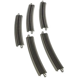 Bachmann Trains - Snap-Fit E-Z TRACK 35.50” RADIUS 18 DEGREE CURVED TRACK (5/card) - NICKEL SILVER Rail With Gray Roadbed - HO Scale , Grey