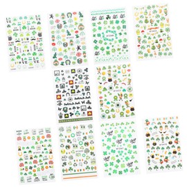 Baluue 10sheets Patrick's Day Nail Art Stickers of Creative Shamrock Nail Decals for Festive DIY Designs for Parties and Special Occasions