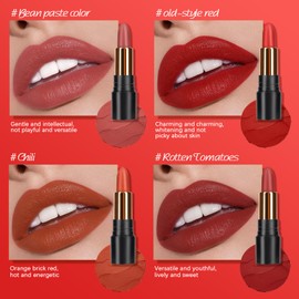 Anglicolor Red Lipstick, Matte Lipstick, 24 Hour Lipstick, Waterproof, High Coverage, Rich and Radiant Colour, Vegan & Cruelty-Free (04#Chili, 3.8g)
