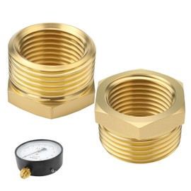 Pack of 2 Brass Reducer 3/4 Inch to 1/2 Inch Adapter - 25 mm Female Thread x 20 mm Male Thread, Thick Wall, Fine Thread, Durable for Water/Gas/Oil, 25 g, 3/4 Inch to 1/2 Inch Pipe Adapter