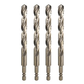 sourcing map 4pcs M35 High Speed Steel Cobalt Twist Drill Bit 10mm/0.04" Dia with Quick Change 1/4" Hex Shank Jobber Drill Bit for Metal, Steel, Copper, Aluminum, Zinc Alloy