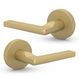 Mega Handles - Ralph Dummy I Lever Door Lock Handle Set for Closet or French Doors I Single Side, Non-Turning I Reversible I Fits All Standard Door Sizes I Screws Included - Satin Brass (2 Pack)