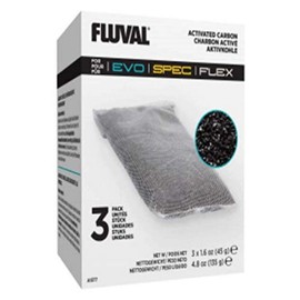 Fluval Spec/Evo/Flex Activated Carbon, Replacement Aquarium Filter Media, 3-Pack, A1377