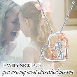 MEDWISE Mom Necklace Gifts from Daughter Mother Sterling Silver Generatione Necklace Gifts from Grandughter Grandma Mother Love Heart Pendant Necklace for Mothers Day Mama Granny Birhtday Christmas