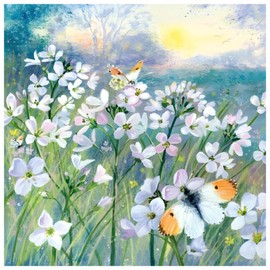 Female Birthday/Blank Card For Her - General Card for Women - Wildflowers and Butterflies Artistic Countryside Design by Lucy Grossmith - Made in the UK