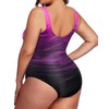 Daci Women Gradient Pink Plus Size One Piece Swimsuit Tummy